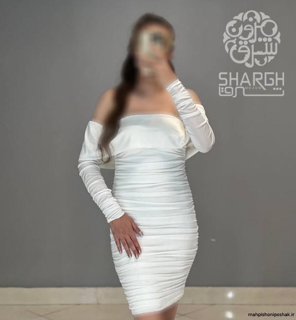 مدل لباس سفید کوتاه دکلته
