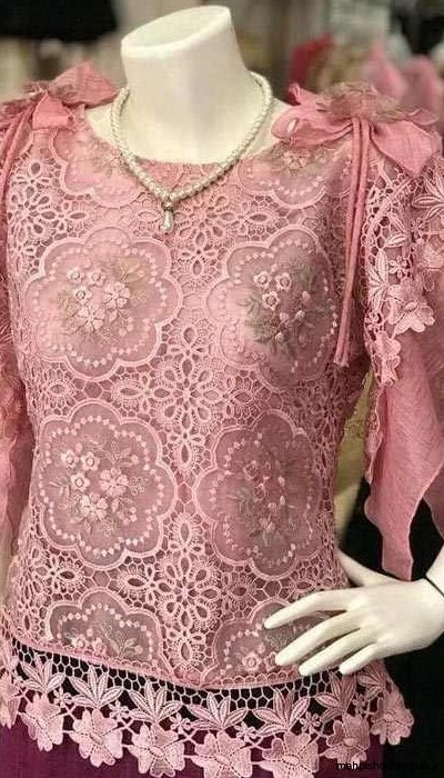 مدل بلوز زنانه گیپور سفید