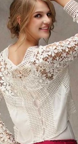 مدل بلوز با پارچه ی گیپور مدل بلوز با پارچه ی گیپور