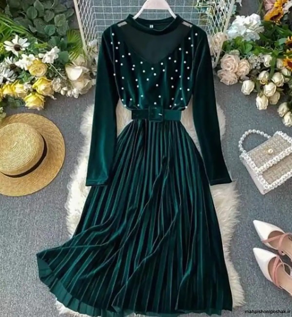 مدل لباس با پارچه مخمل آینه ای مدل لباس با پارچه مخمل آینه ای