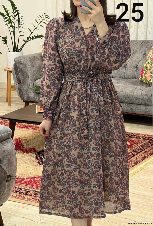 مدل پیراهن بلند کمر کش مدل پیراهن بلند کمر کش