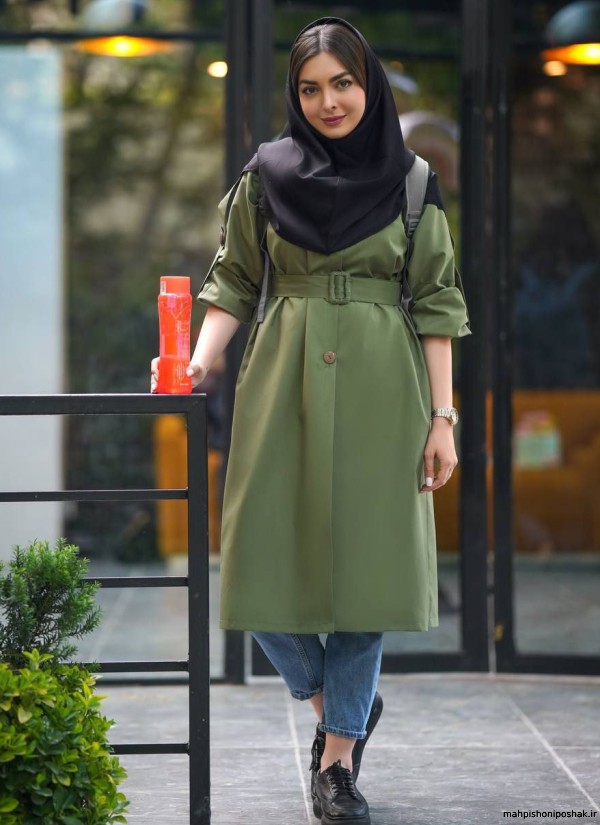 مدل مانتو کمربندی بلند