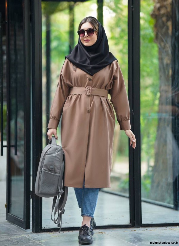 مدل مانتو کمربندی بلند