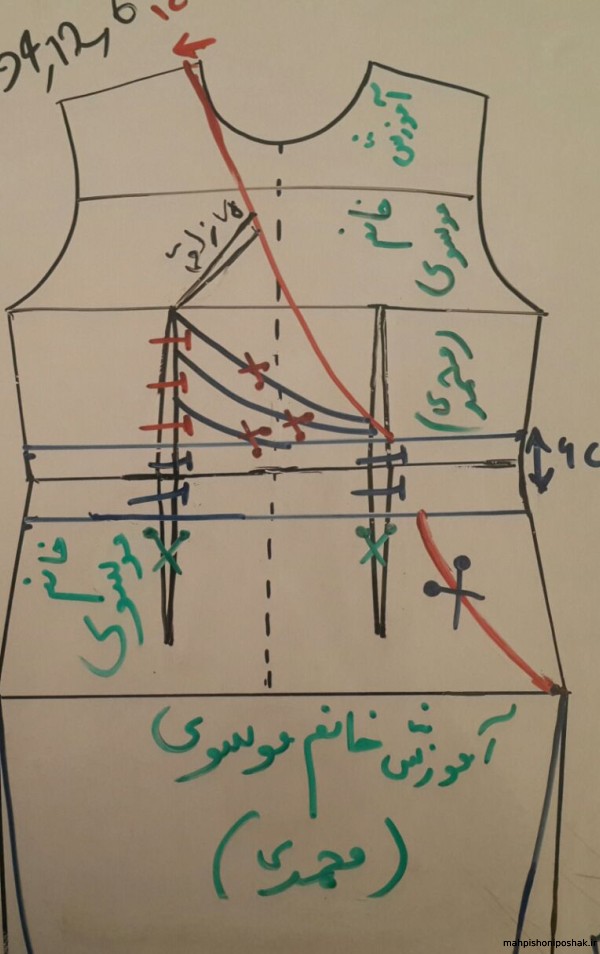 مدل لباس چپ و راستی با الگو