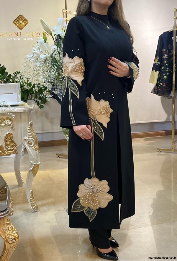 مدل لباس زنانه مشکی طلایی مدل لباس زنانه مشکی طلایی