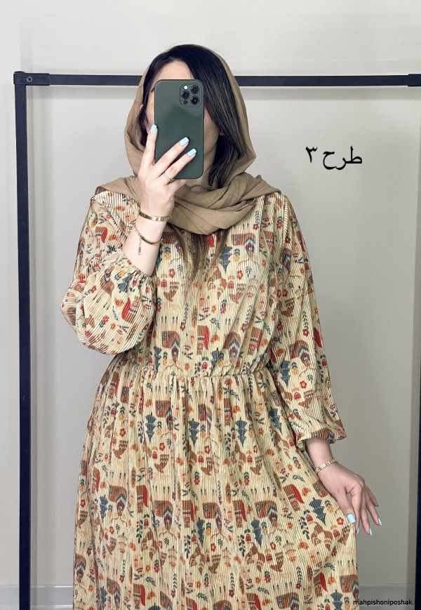 مدل پیراهن پارچه ساتن طرح دار مدل پیراهن پارچه ساتن طرح دار