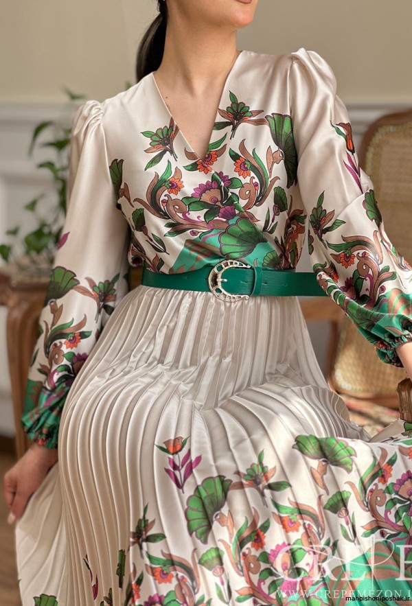 مدل پیراهن پارچه ساتن طرح دار مدل پیراهن پارچه ساتن طرح دار