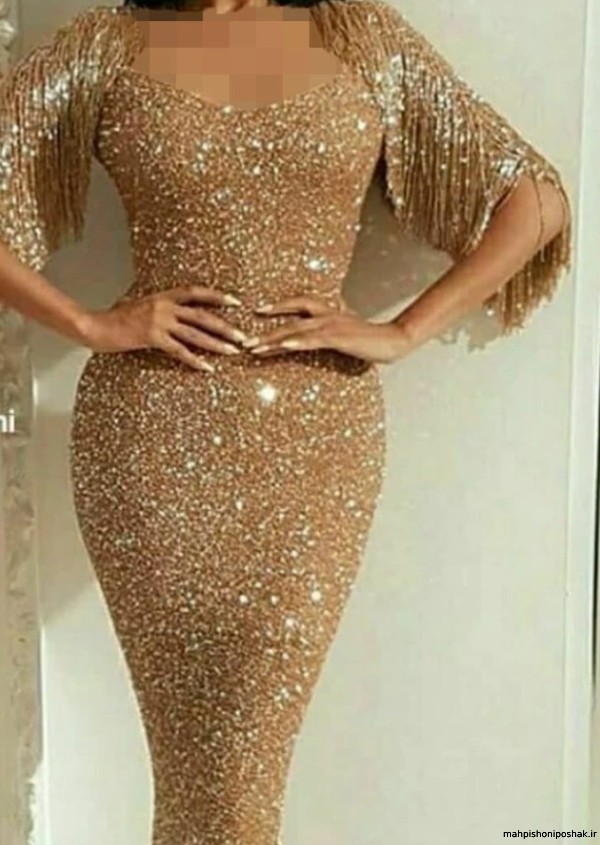 مدل لباس مجلسی با پارچه لمه و تور مدل لباس مجلسی با پارچه لمه و تور