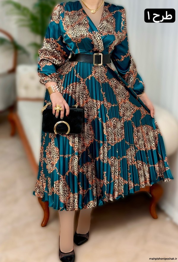 مدل پیراهن پارچه ساتن طرح دار مدل پیراهن پارچه ساتن طرح دار