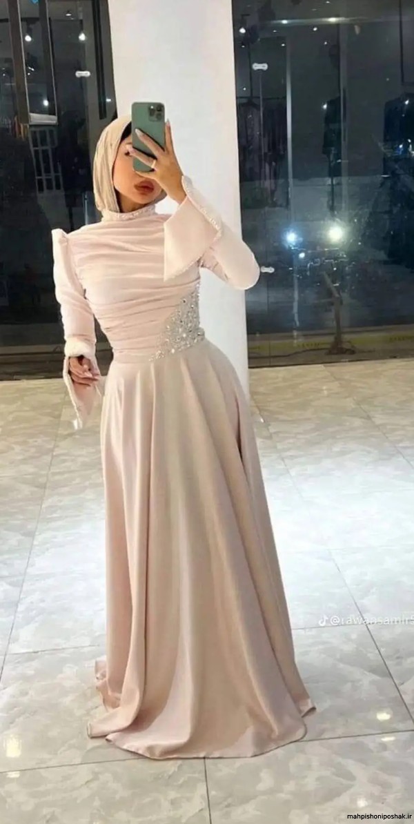 مدل پیراهن مجلسی زنانه استین بلند مدل پیراهن مجلسی زنانه استین بلند
